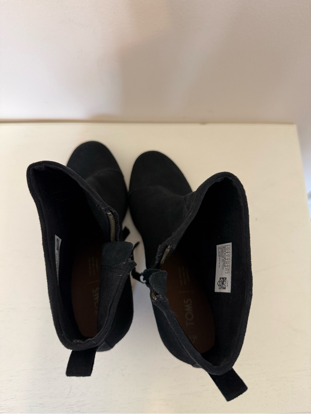 Toms Lunata Black Suede Booties Women’s 10 Wood Heel 3in - Picture 9 of 14